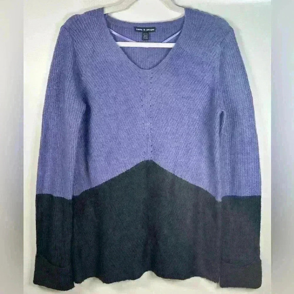 Cable & Gauge Colorblock Sweater Purple Gray Oversized Women’s Size Small - Picture 4 of 11